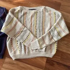 ストライプ模様 ニットセーター 2点セット