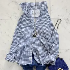 フランク&アイリーン◆バリー　シワ加工　ギンガムチェック　コットンシャツ　ブルー