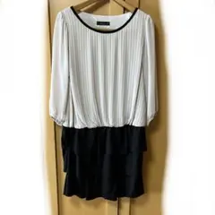 Artemarvel プリーツ ワンピース 膝丈 ベージュ・ブラック　11号