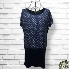 極美品【アーヴェヴェスタンダード】ドッキングワンピース　チュニック　切替　ドットのサムネイル