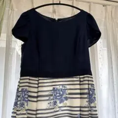 レッセパッセ ワンピース 花柄×ボーダー きれいめ 38サイズ 日本製