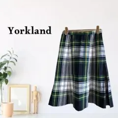 zY269【M】Yorkland ひざ丈スカート チェック柄 プリーツのサムネイル