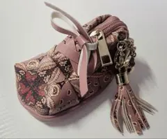 花柄ピンクミニバッグ型キーホルダー 韓国からのお土産