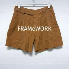 FRAMeWORK ショートパンツ ベルト リネン混 キャメル【38】やわらかのサムネイル