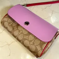 美品 COACH コーチ リバーシブル ショルダーバッグ シグネチャー レザー
