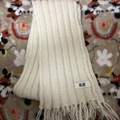 INCLINE アイボリー リブ編みマフラー