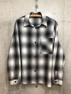 ZARA ザラ　オンブレ　シャドー　チェック　シャツ　白×黒　レーヨン混