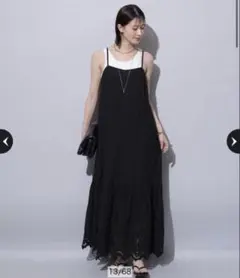 アルページュストーリー　刺繍キャミワンピース　黒　M