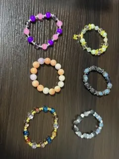 ガラスビーズブレスレット 6個セット ハンドメイド