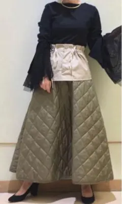 Ray beams 美品　オリーブグリーン キルティング フレアスカート