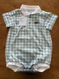 新品 apres les coursロンパース80半袖 ギンガムチェック ベビー