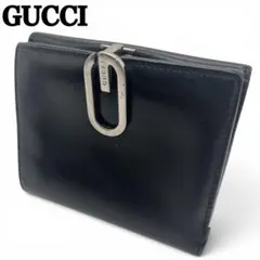 GUCCI グッチ 二つ折り財布 レザー エナメル Ｇクリップ ブラックのサムネイル