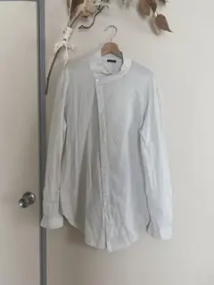 ホワイト スタンドカラー 長袖シャツ