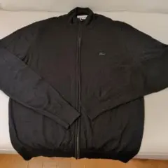 LACOSTE ブラック ジップアップカーディガンＬLサイズ ウール100%