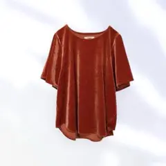 【美品】Madewell メイドウェル XS ベルベット トップス オレンジ