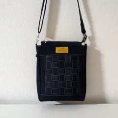 ハンドメイド　デニムリメイク　編み込み　サコッシュ　ショルダー