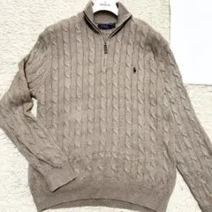現行✨ポロラルフローレン　ハーフジップ　ニット　ケーブル　ポニーロゴL