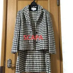 SCAPA ツイードジャケット×ノースリーブワンピース　千鳥格子