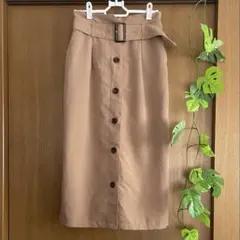 Honeys タイトスカート L ベージュ ベルト付き　GLACIERのサムネイル