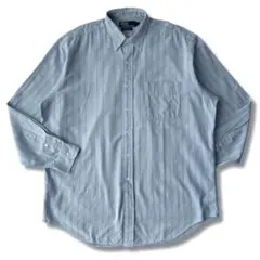 希少 90s ポロ ラルフローレン ブルー マルチ ストライプ 長袖 シャツ