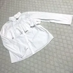 ZARA フリル付きホワイト長袖シャツ 164cm