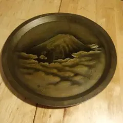 デザイン必見】鶴と富士山の絵柄 火鉢 木製台座付き 昭和レトロ ※表彰