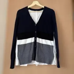 FOXEY COLLECTION 異素材切り替え長袖カーディガンのサムネイル