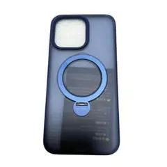 iPhone用ダークブルーケース 360度回転スタンド