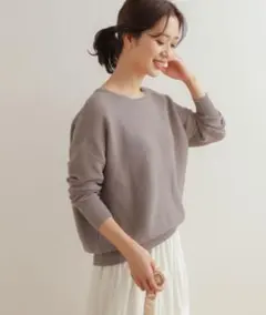 アーバンリサーチドアーズ コットン ボートネック ガーターKNIT ライトグレー