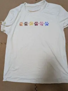 肉球プリント 半袖Tシャツ クリーム色