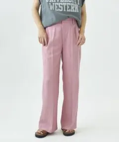 Plage washable linen 混パンツ ウエストゴム入 38 ピンクのサムネイル