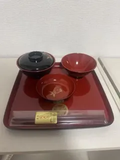 新品未使用　お食い初め用 膳セット 鯛柄 お椀 箸 盆