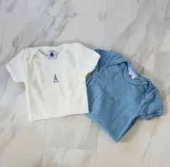 PETIT BATEAU ロンパース エッフェル塔柄　ベビー肌着2点セット
