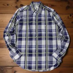 美品★ETRO★ボタンダウンシャツ★チェック柄★刺繍★トラッド★スーツ★39★青