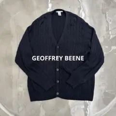 GEOFFREY BEENE ケーブル コットンニット カーディガン 黒 古着