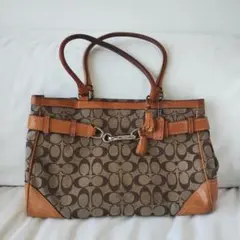 コーチ シグネチャー タッセル トートバッグ ハンドバッグ バック キャンバス