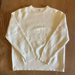 UNIQLO ウォッシャブルミラノリブクルーネックセーター　オフホワイト