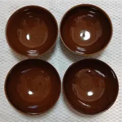 カイ フランク ガラス ルナ ボウル 4 個セット nuutajärviブラウン