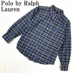 ポロバイラルフローレン 長袖シャツ チェック グリーン系 EL B9842