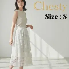 新品・未使用★Chesty フラワーレーススカート フラワー ホワイト Sサイズのサムネイル