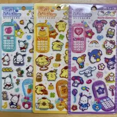 【正規品】平成はっぴーフォン サンリオキャラクターズ ポチャッコ ポムポム 3枚