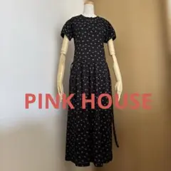 未使用♪ PINK HOUSEロゴ入り可憐なワンピース小花ブーケ柄 綿100％