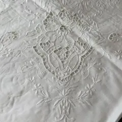 フランスアンティーク ロングクロス センター リネン モノグラム
