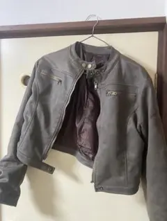 グレー レザージャケット ショート丈