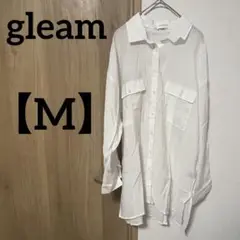 gleam 【M】ホワイト 長袖シャツ　ゆるだぼ