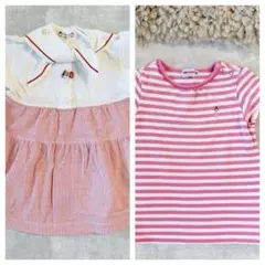 familiar mikihouse　セーラー襟ワンピース Tシャツ　2着セット