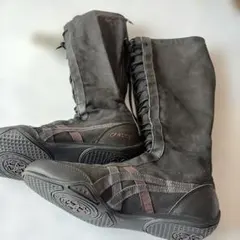 asics ブラック ロングブーツ レースアップ