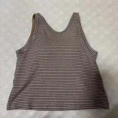 GUストライプ Vネック タンクトップ　カップ付き