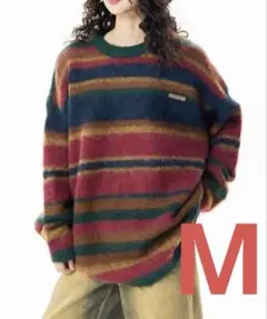 Sibra 配色ストライブ柄ニットプルオーバー