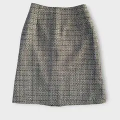 【美品】上品ツイード タイトスカート モノトーン きれいめ M【F79】